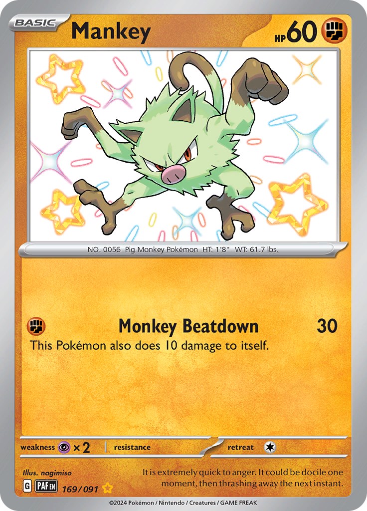 Mankey (169/091) [Scarlet & Violet: Paldean Fates] | Good Games Cannington