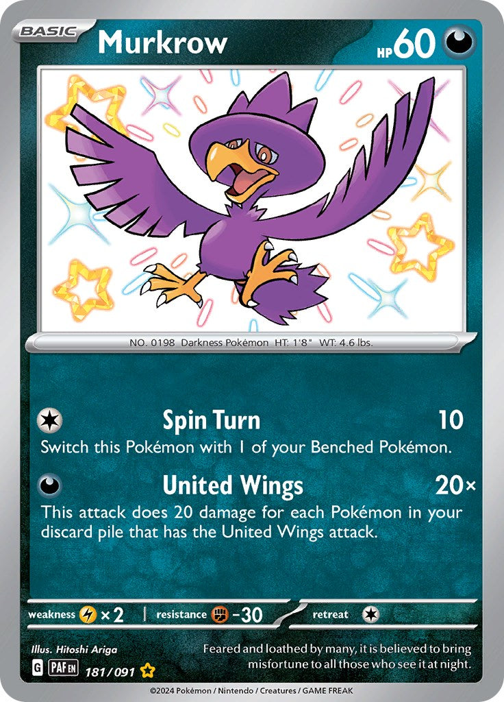 Murkrow (181/091) [Scarlet & Violet: Paldean Fates] | Good Games Cannington