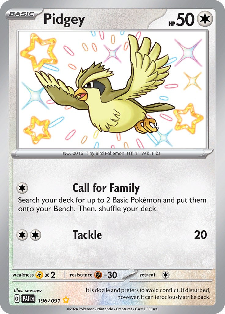 Pidgey (196/091) [Scarlet & Violet: Paldean Fates] | Good Games Cannington