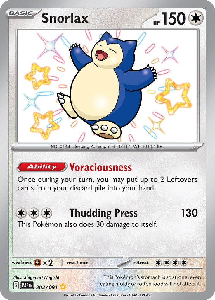 Snorlax (202/091) [Scarlet & Violet: Paldean Fates] | Good Games Cannington