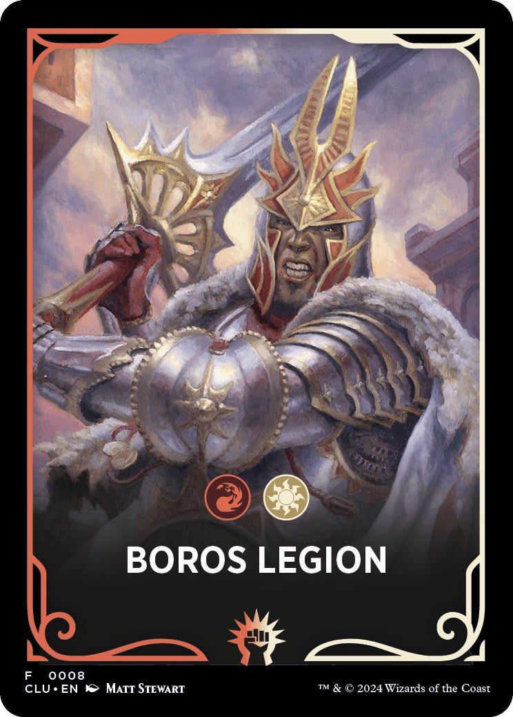 Boros Legion Theme Card [Ravnica: Clue Edition Tokens] | Good Games Cannington