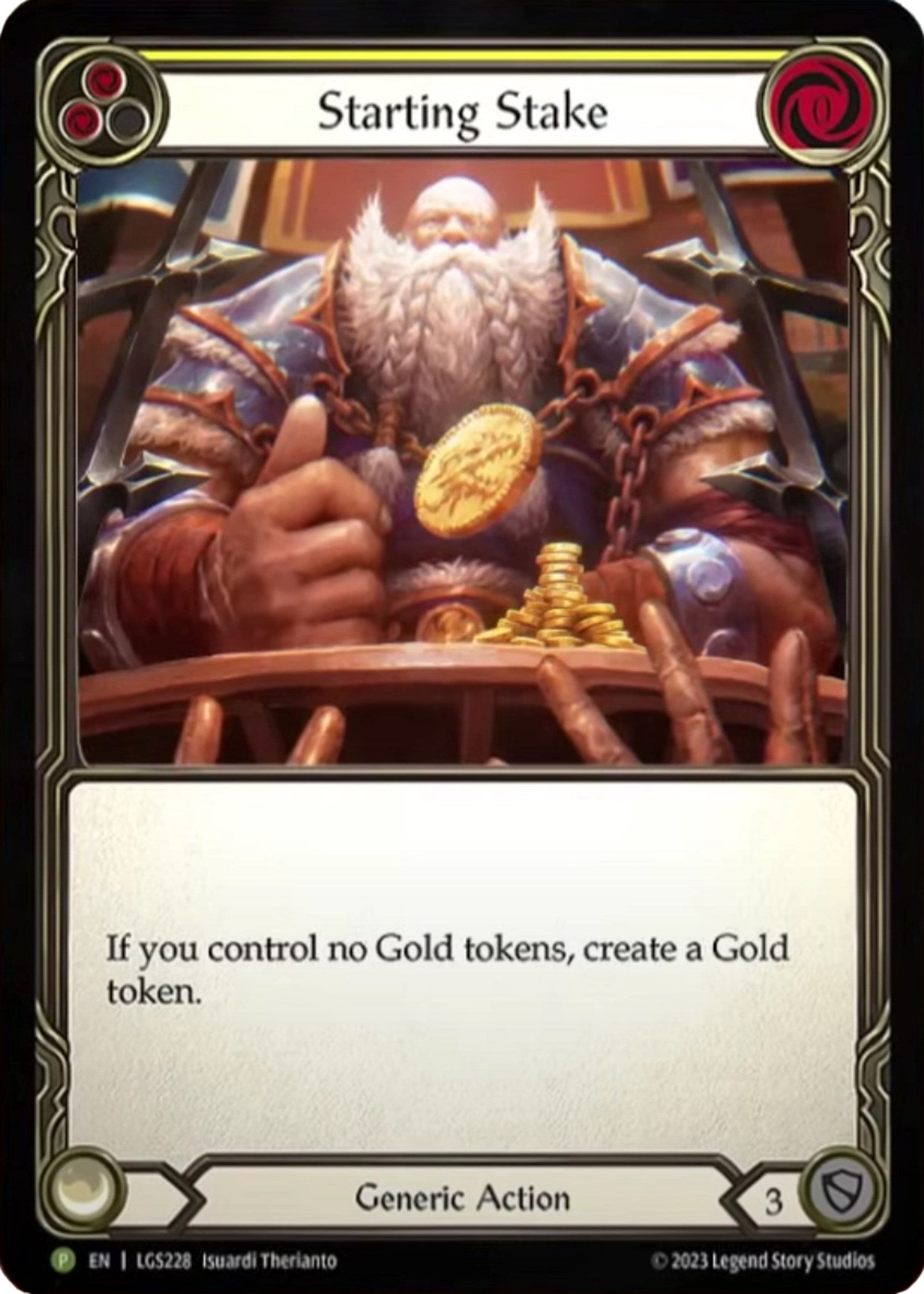 Starting Stake (Yellow) (Cold Foil) [LGS228] (Promo)  Cold Foil | Good Games Cannington