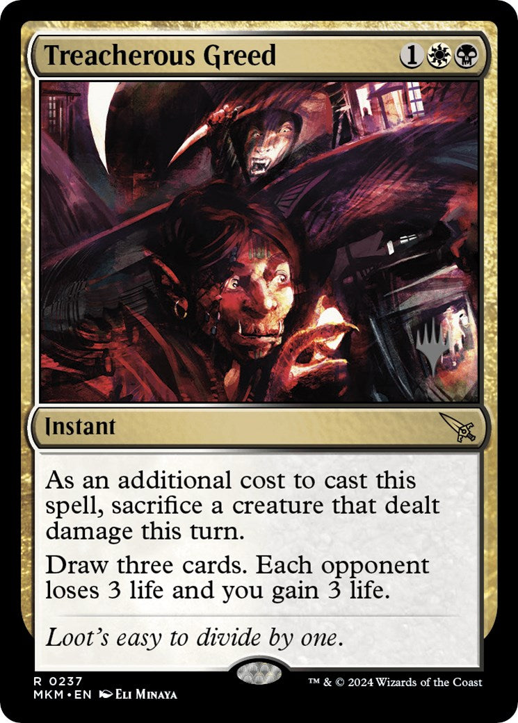 Treacherous Greed (Promo Pack) [Murders at Karlov Manor Promos] | Good Games Cannington