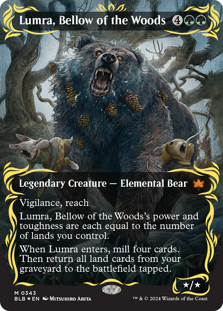 Lumra, Bellow of the Woods (Borderless) (Raised Foil) [Bloomburrow] | Good Games Cannington
