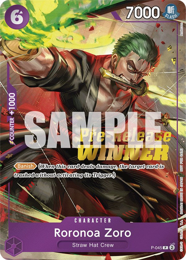 Roronoa Zoro (OP-06 Pre-Release Tournament) [Winner] [One Piece Promotion Cards] | Good Games Cannington