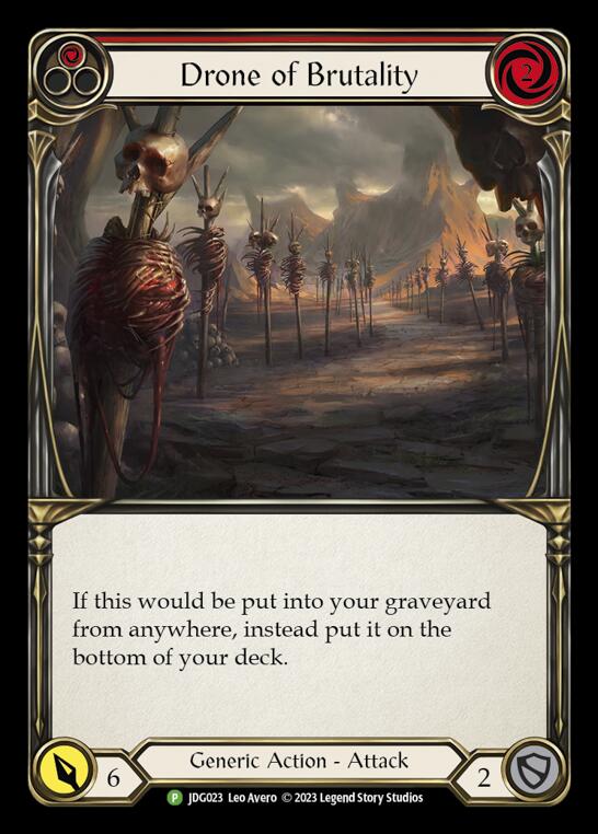 Drone of Brutality (Red) [JDG023] (Promo)  Cold Foil | Good Games Cannington