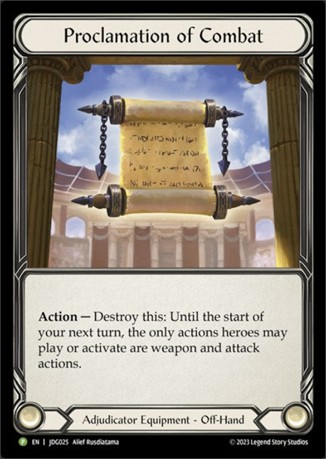 Proclamation of Combat [JDG025] (Promo)  Cold Foil | Good Games Cannington