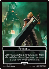 Foretell // Treasure Double-Sided Token (Surge Foil) [FINAL FANTASY Commander Tokens] | Good Games Cannington