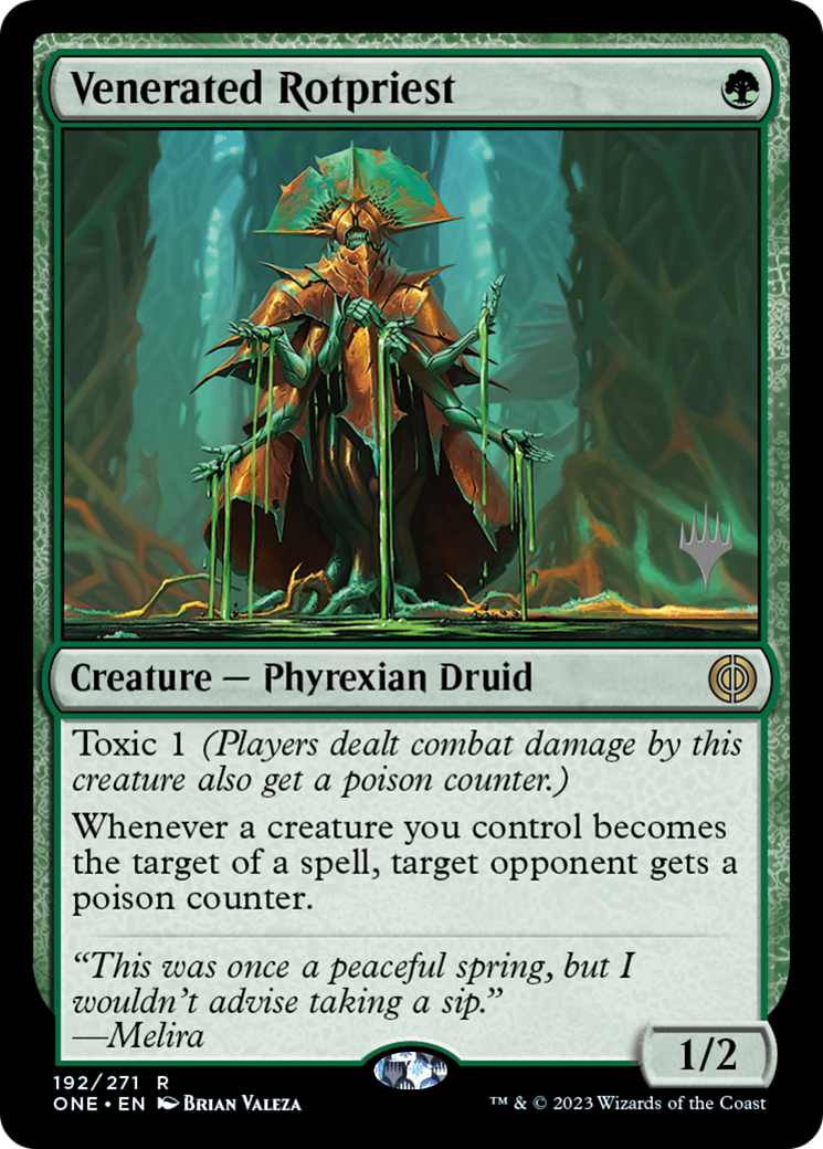 Venerated Rotpriest (Promo Pack) [Phyrexia: All Will Be One Promos] | Good Games Cannington