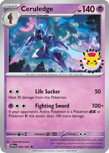 Ceruledge (040/091) (Pokemon Day 2024)(Cosmos Holo) [Scarlet & Violet: Black Star Promos] | Good Games Cannington