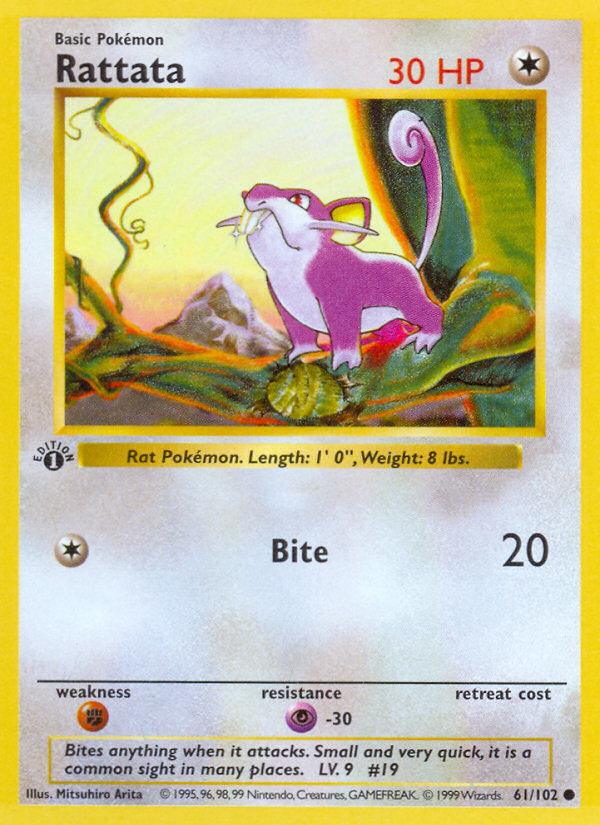 Rattata (61/102) (Shadowless) [Base Set 1st Edition] | Good Games Cannington