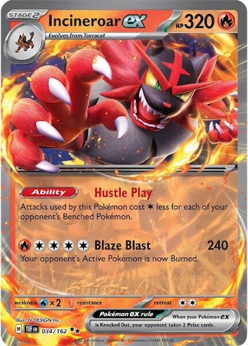 Incineroar ex (034/162) [Scarlet & Violet: Temporal Forces] | Good Games Cannington
