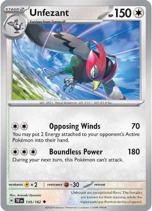 Unfezant (135/162) [Scarlet & Violet: Temporal Forces] | Good Games Cannington