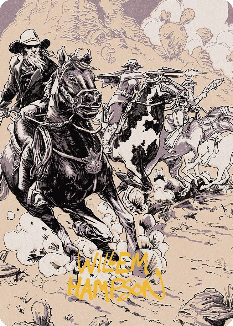 Overwhelming Forces Art Card (Gold-Stamped Signature) [Outlaws of Thunder Junction Art Series] | Good Games Cannington
