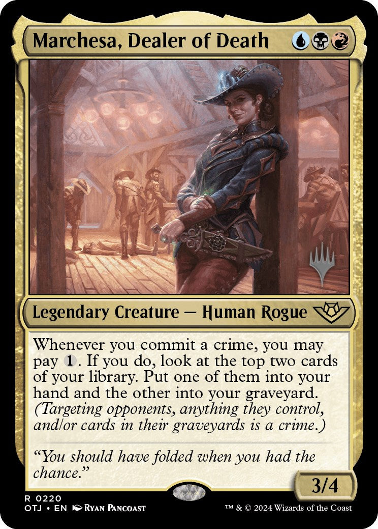Marchesa, Dealer of Death (Promo Pack) [Outlaws of Thunder Junction Promos] | Good Games Cannington