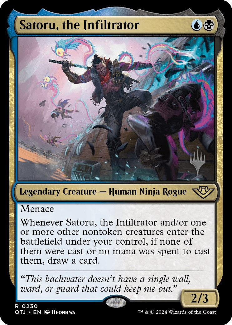 Satoru, the Infiltrator (Promo Pack) [Outlaws of Thunder Junction Promos] | Good Games Cannington
