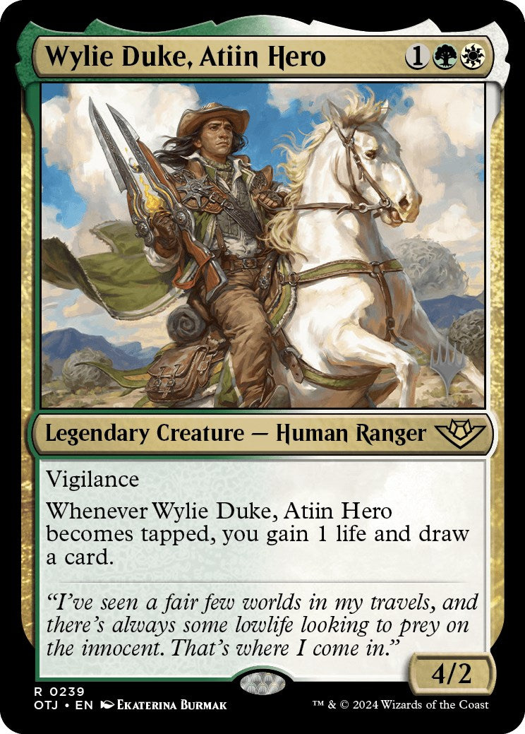 Wylie Duke, Atiin Hero (Promo Pack) [Outlaws of Thunder Junction Promos] | Good Games Cannington