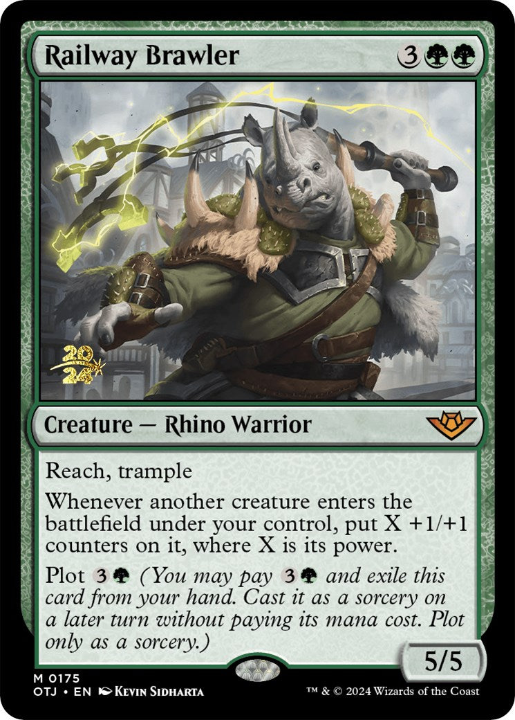 Railway Brawler [Outlaws of Thunder Junction Prerelease Promos] | Good Games Cannington