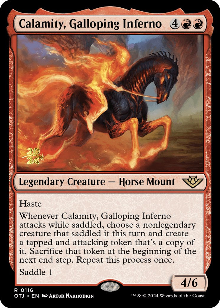 Calamity, Galloping Inferno [Outlaws of Thunder Junction Prerelease Promos] | Good Games Cannington
