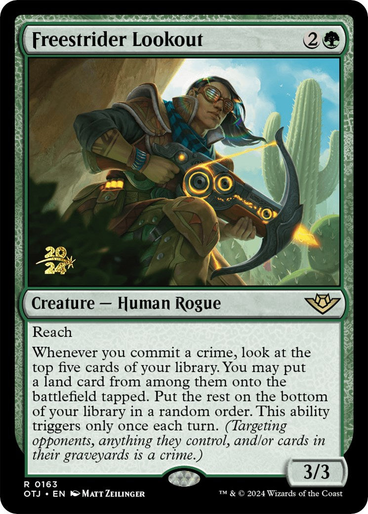 Freestrider Lookout [Outlaws of Thunder Junction Prerelease Promos] | Good Games Cannington