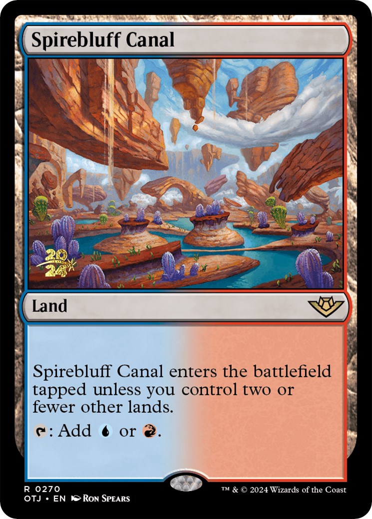 Spirebluff Canal (OTJ) [Outlaws of Thunder Junction Prerelease Promos] | Good Games Cannington
