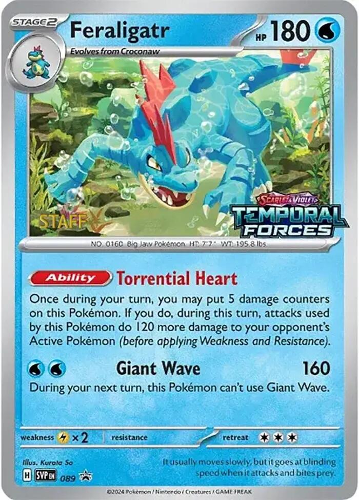 Feraligatr (089) (Staff Prerelease Promo) [Scarlet & Violet: Black Star Promos] | Good Games Cannington