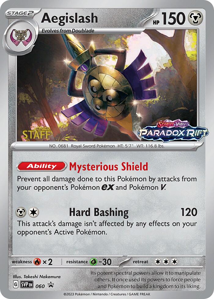 Aegislash (060) (Staff Prerelease Promo) [Scarlet & Violet: Black Star Promos] | Good Games Cannington