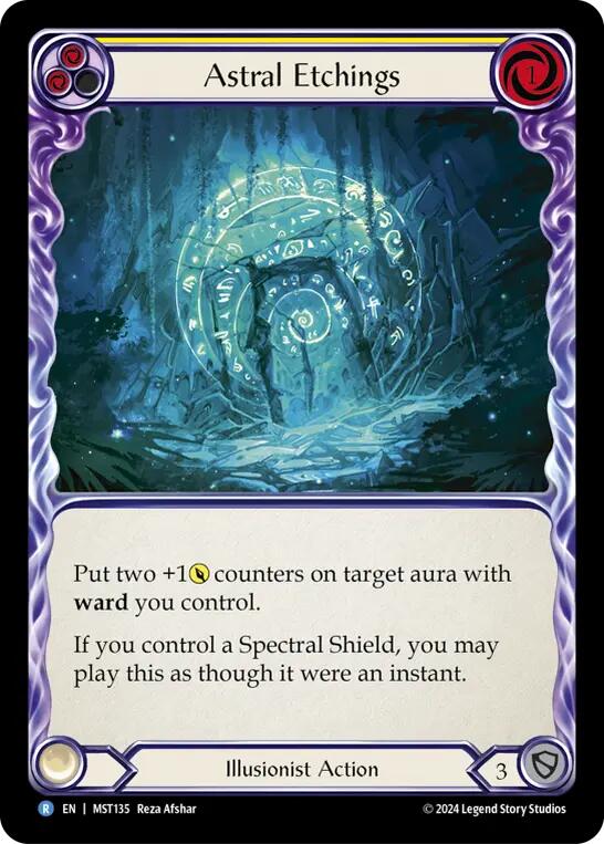 Astral Etchings (Yellow) [MST135] (Part the Mistveil)  Rainbow Foil | Good Games Cannington