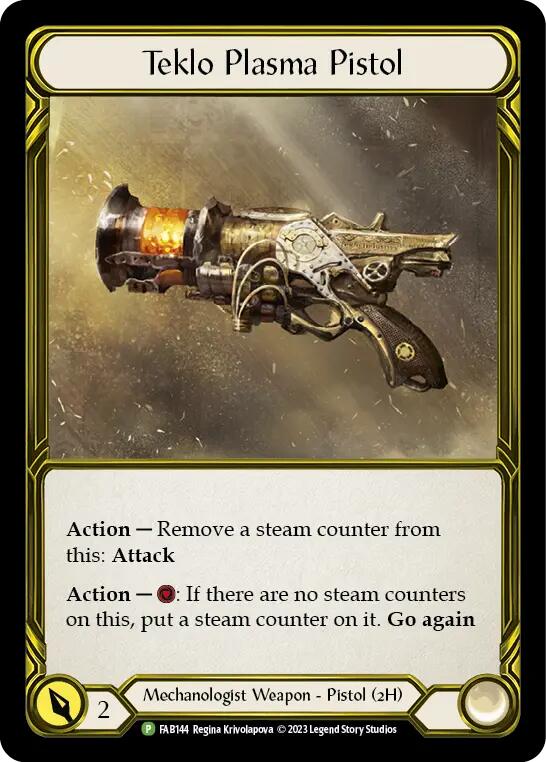 Teklo Plasma Pistol (Golden) [FAB144] (Promo)  Cold Foil | Good Games Cannington