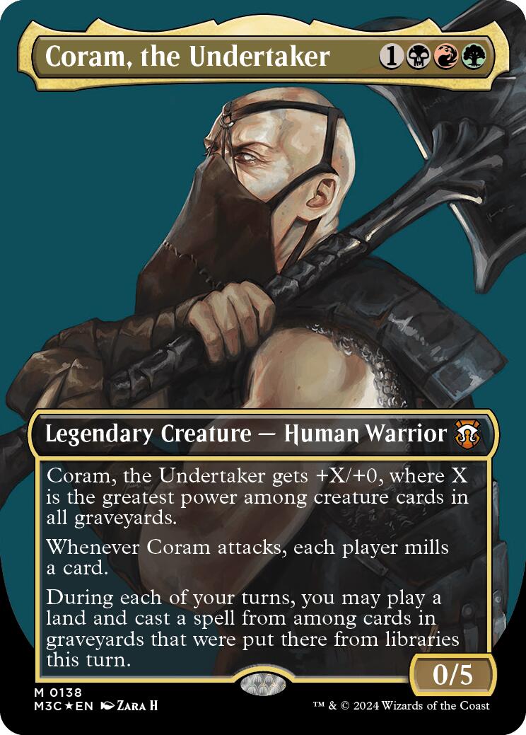 Coram, the Undertaker (Borderless) (Ripple Foil) [Modern Horizons 3 Commander] | Good Games Cannington