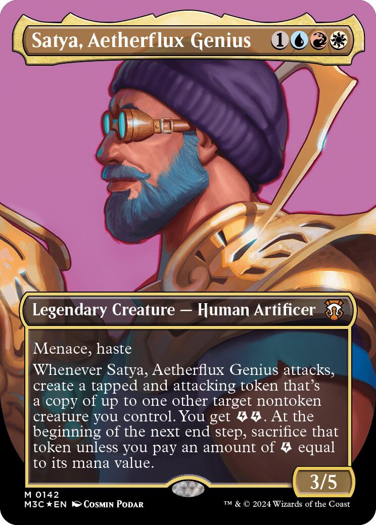Satya, Aetherflux Genius (Borderless) (Ripple Foil) [Modern Horizons 3 Commander] | Good Games Cannington