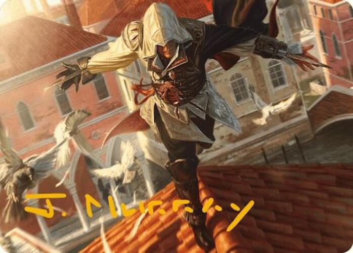 Ezio, Blade of Vengeance Art Card (Gold-Stamped Signature) [Assassin's Creed Art Series] | Good Games Cannington