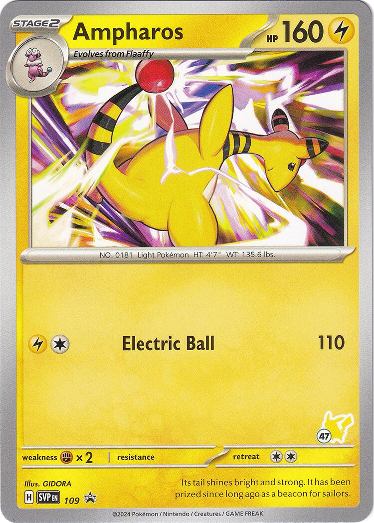 Ampharos (109) (Pikachu Stamp #47) [Battle Academy 2024] | Good Games Cannington