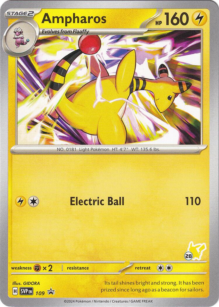 Ampharos (109) (Pikachu Stamp #28) [Battle Academy 2024] | Good Games Cannington