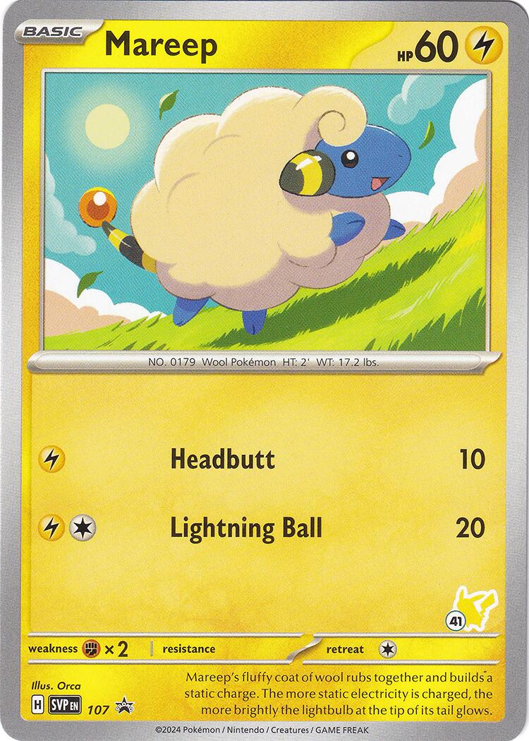 Mareep (107) (Pikachu Stamp #41) [Battle Academy 2024] | Good Games Cannington