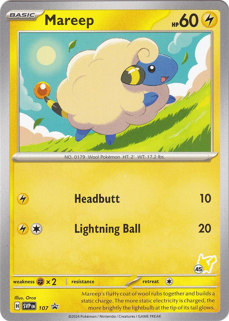 Mareep (107) (Pikachu Stamp #45) [Battle Academy 2024] | Good Games Cannington