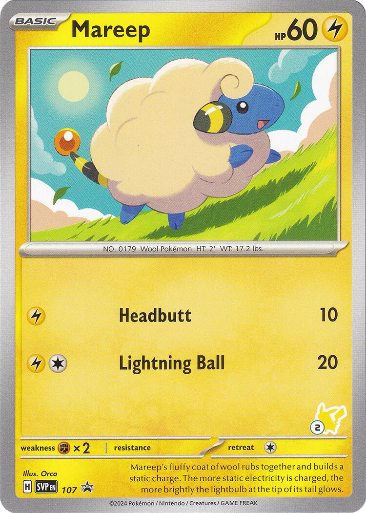 Mareep (107) (Pikachu Stamp #2) [Battle Academy 2024] | Good Games Cannington