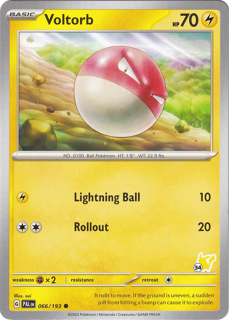 Voltorb (066/193) (Pikachu Stamp #34) [Battle Academy 2024] | Good Games Cannington