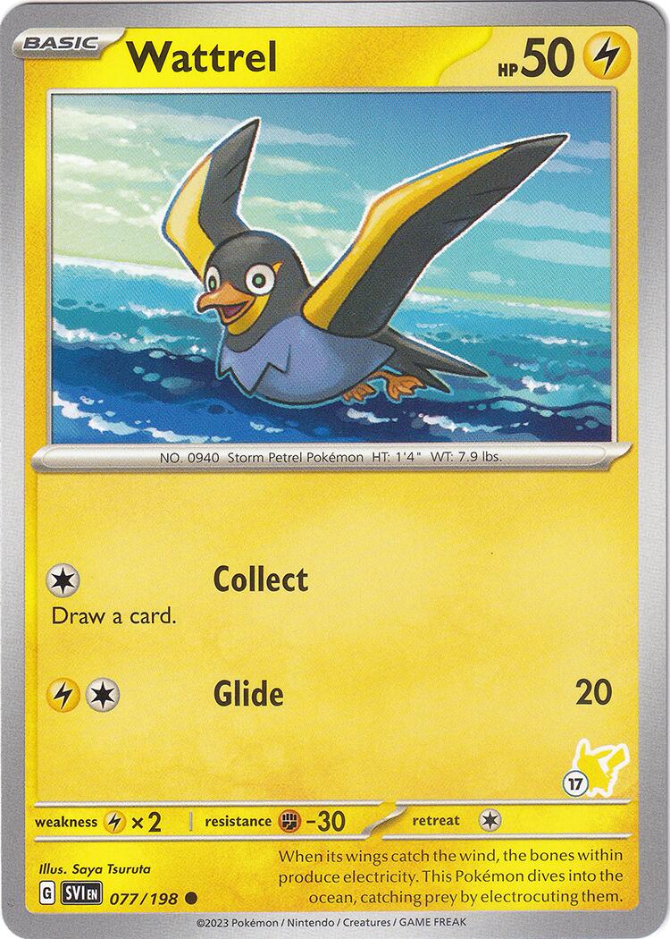 Wattrel (077/193) (Pikachu Stamp #17) [Battle Academy 2024] | Good Games Cannington