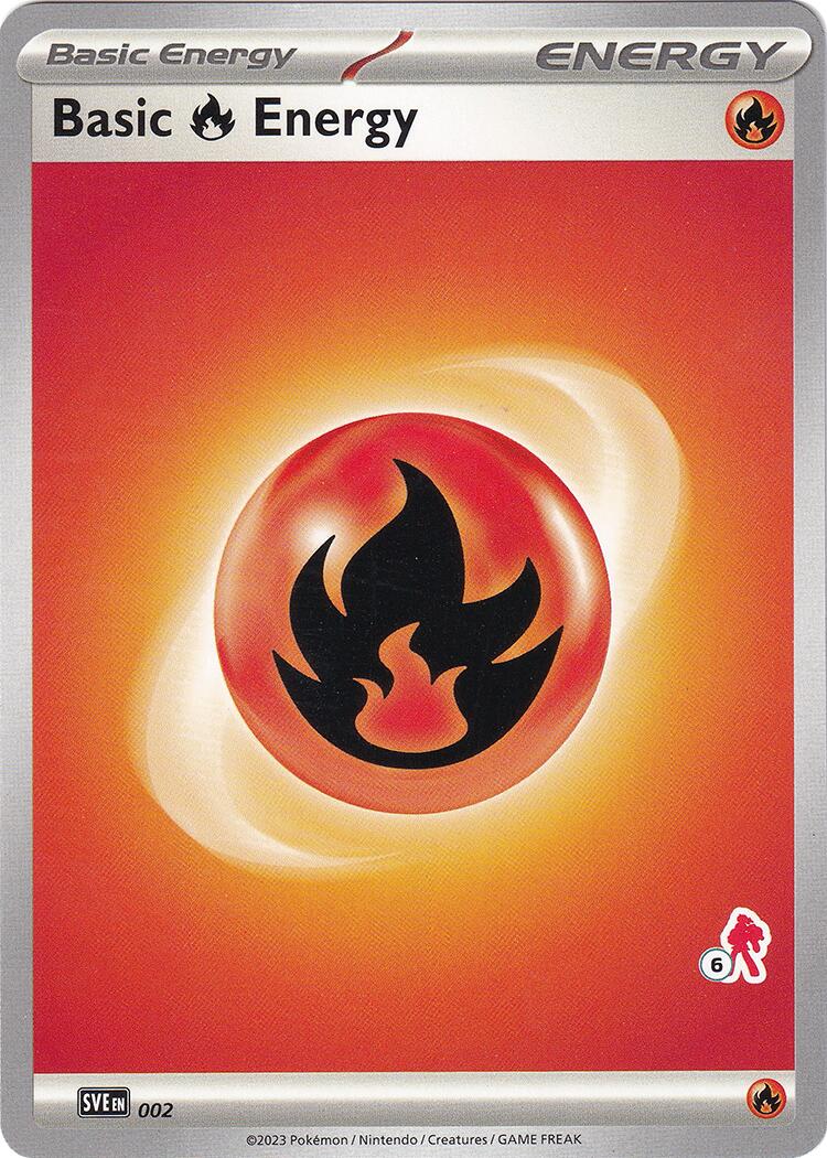 Basic Fire Energy (002) (Armarouge Stamp #6) [Battle Academy 2024] | Good Games Cannington