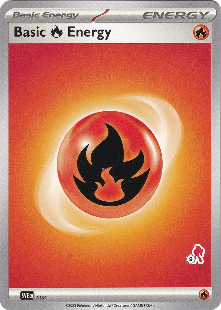 Basic Fire Energy (002) (Armarouge Stamp #9) [Battle Academy 2024] | Good Games Cannington