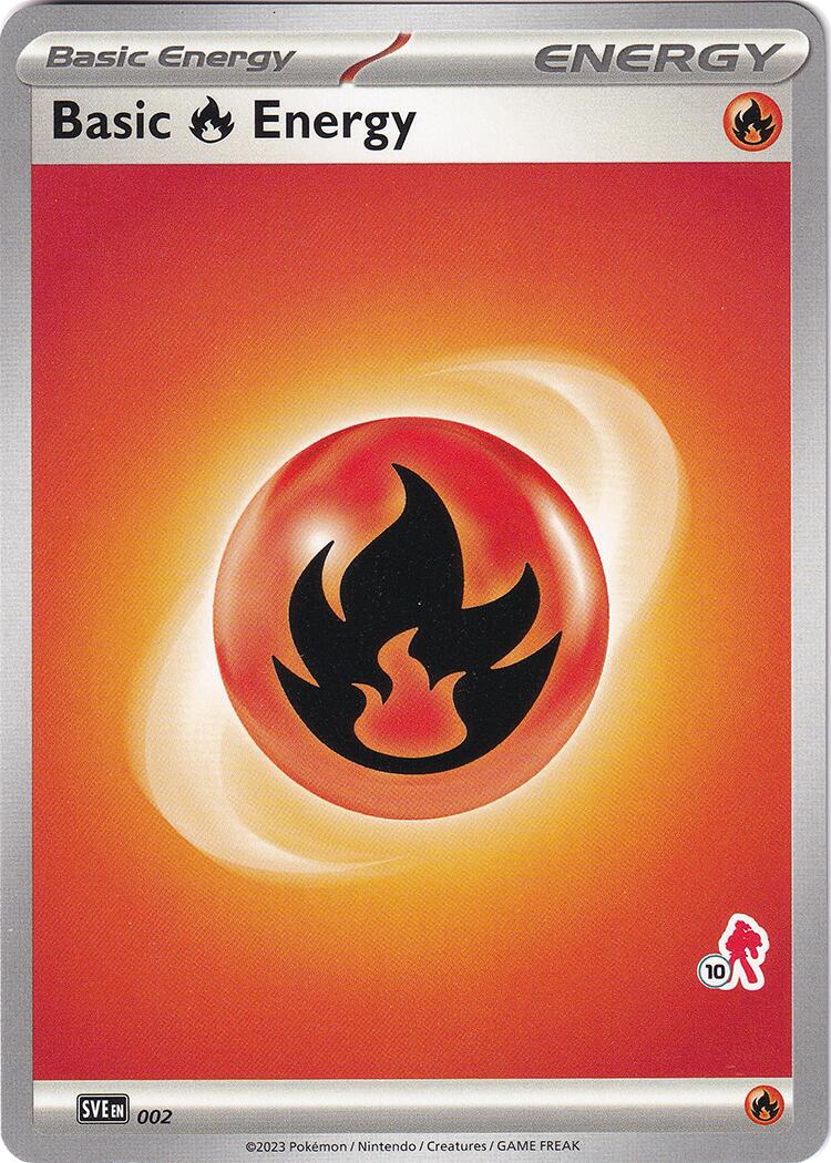 Basic Fire Energy (002) (Armarouge Stamp #10) [Battle Academy 2024] | Good Games Cannington