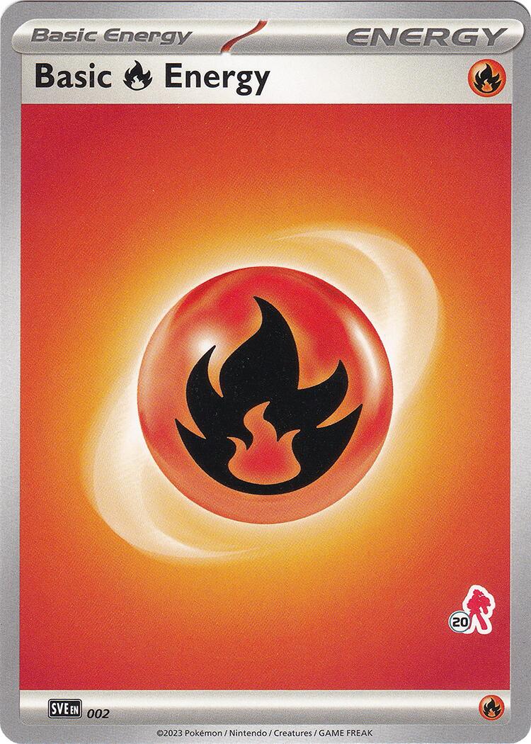 Basic Fire Energy (002) (Armarouge Stamp #20) [Battle Academy 2024] | Good Games Cannington