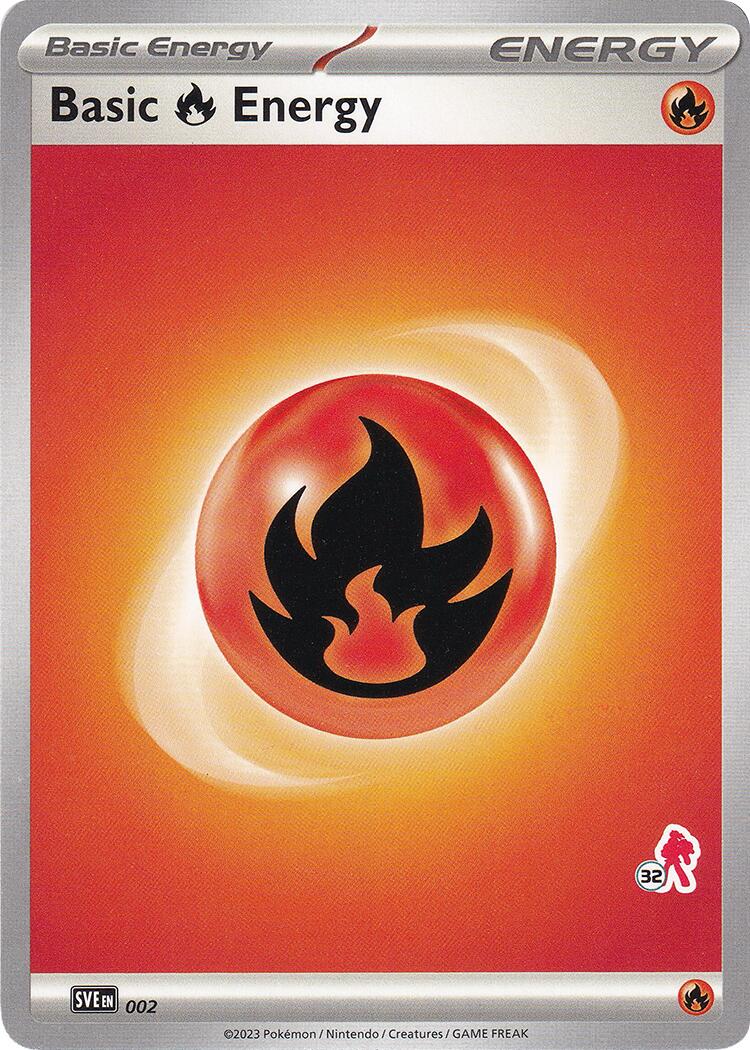Basic Fire Energy (002) (Armarouge Stamp #32) [Battle Academy 2024] | Good Games Cannington