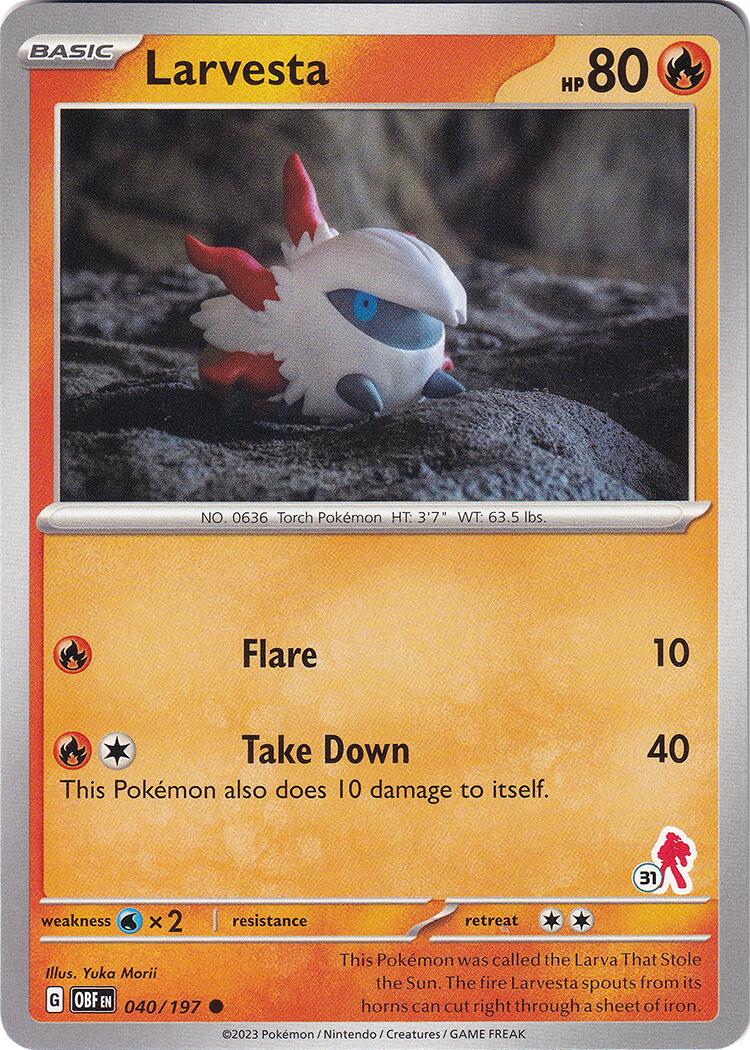 Larvesta (040/197) (Armarouge Stamp #31) [Battle Academy 2024] | Good Games Cannington