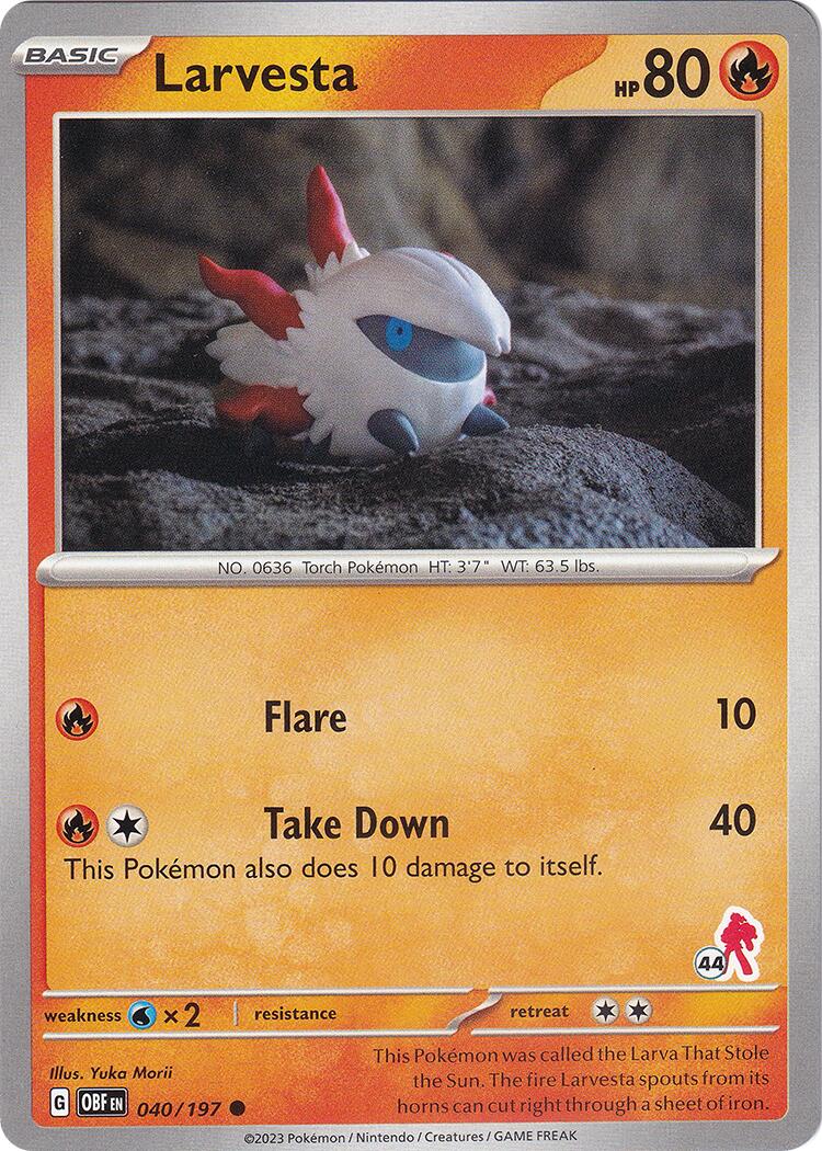 Larvesta (040/197) (Armarouge Stamp #44) [Battle Academy 2024] | Good Games Cannington