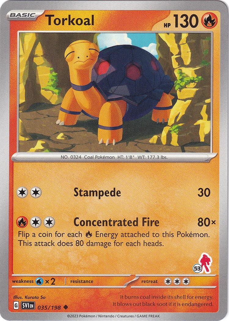 Torkoal (035/198) (Armarouge Stamp #53) [Battle Academy 2024] | Good Games Cannington