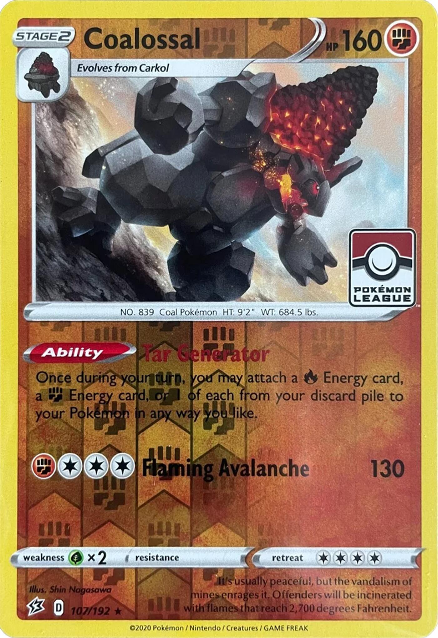 Coalossal (107/192) (League Promo) [Sword & Shield: Rebel Clash] | Good Games Cannington