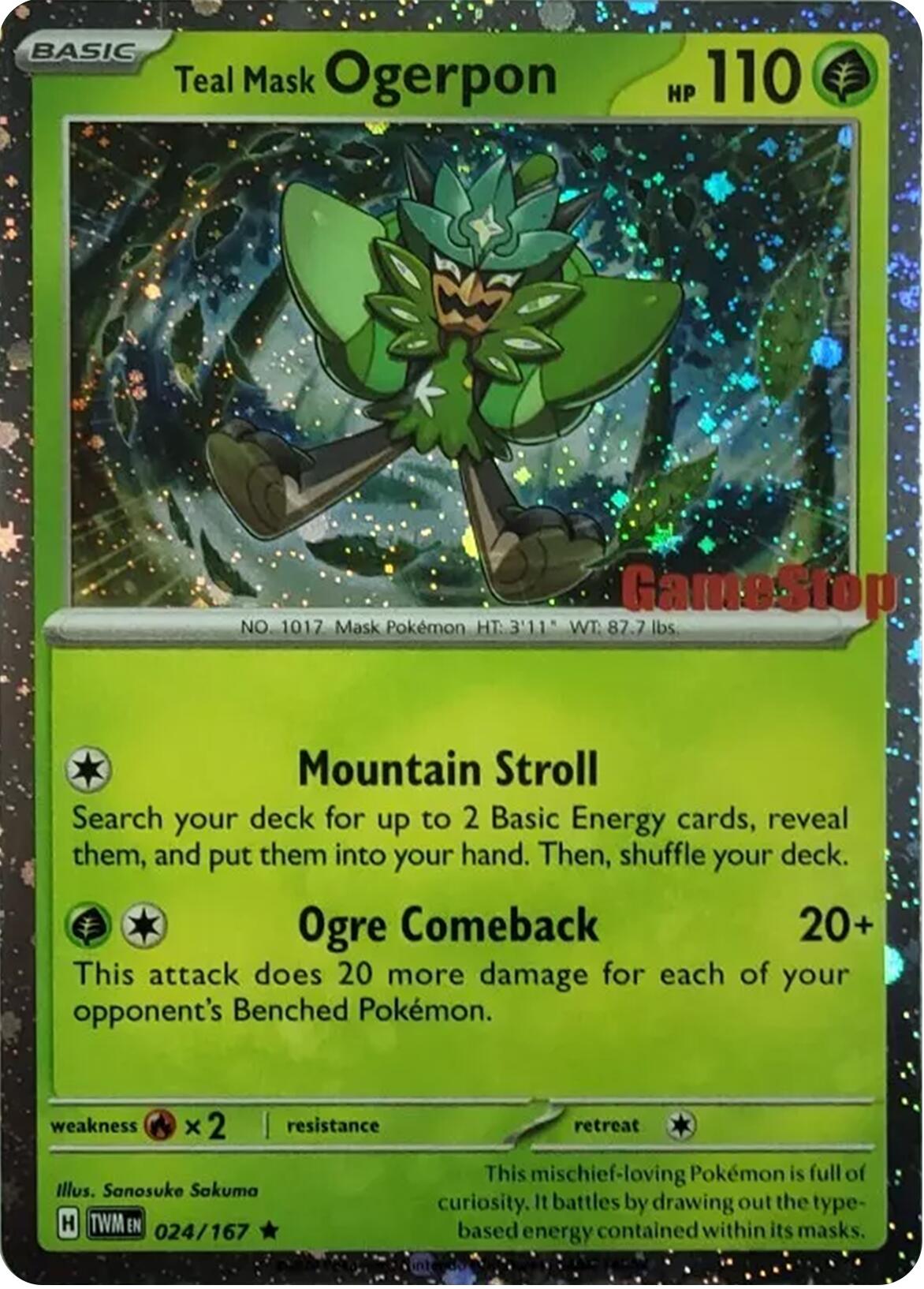Teal Mask Ogerpon (024/167) (Cosmos Holo) (GameStop Exclusive) [Scarlet & Violet: Twilight Masquerade] | Good Games Cannington
