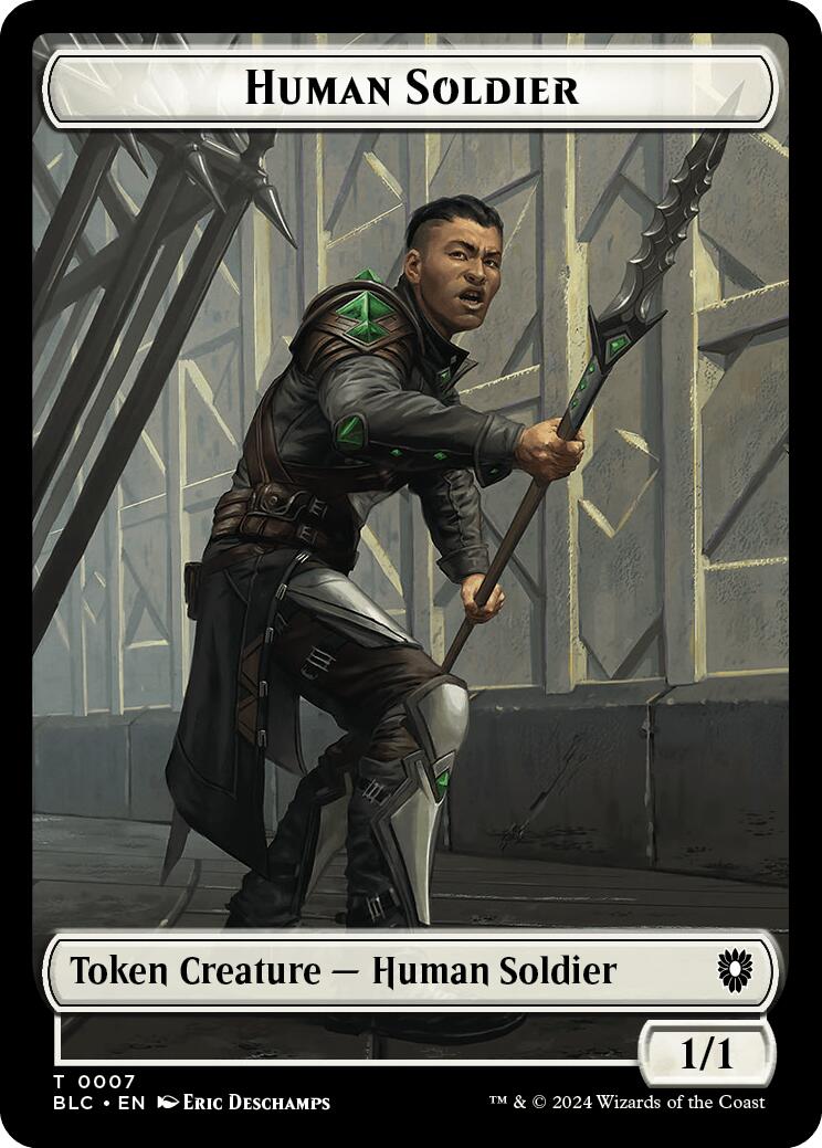 Human Soldier // Wolf (035) Double-Sided Token [Bloomburrow Commander Tokens] | Good Games Cannington